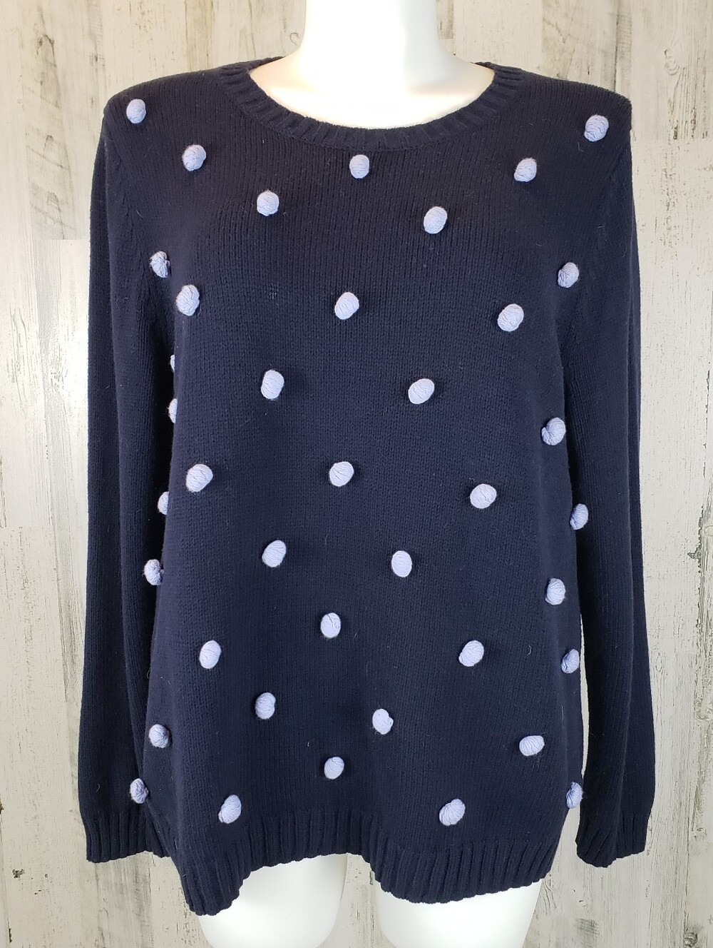 Talbots Navy Sweater with Pom-Poms Size 3X